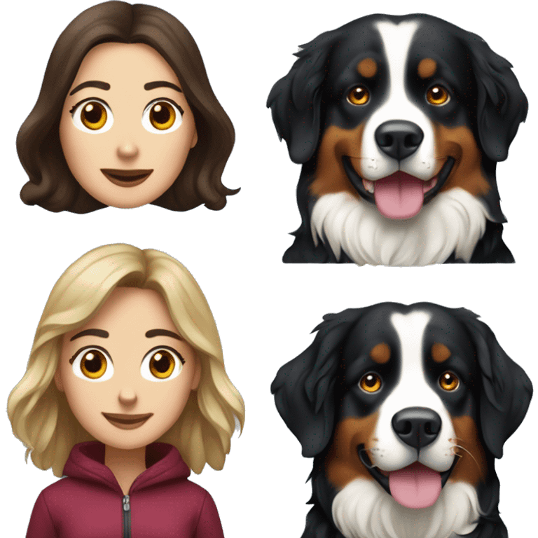 Pamela Bourgault and bernese mountain dog emoji