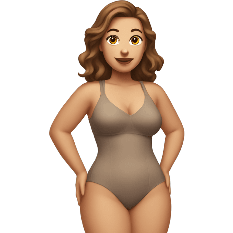 Slim-Thicc caucasian woman with brown hair swimsuit posing emoji