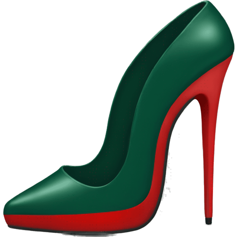 dark green stiletto heels with red bottom emoji