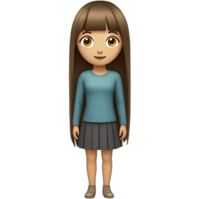 girl with brown straight long hair and bangs emoji