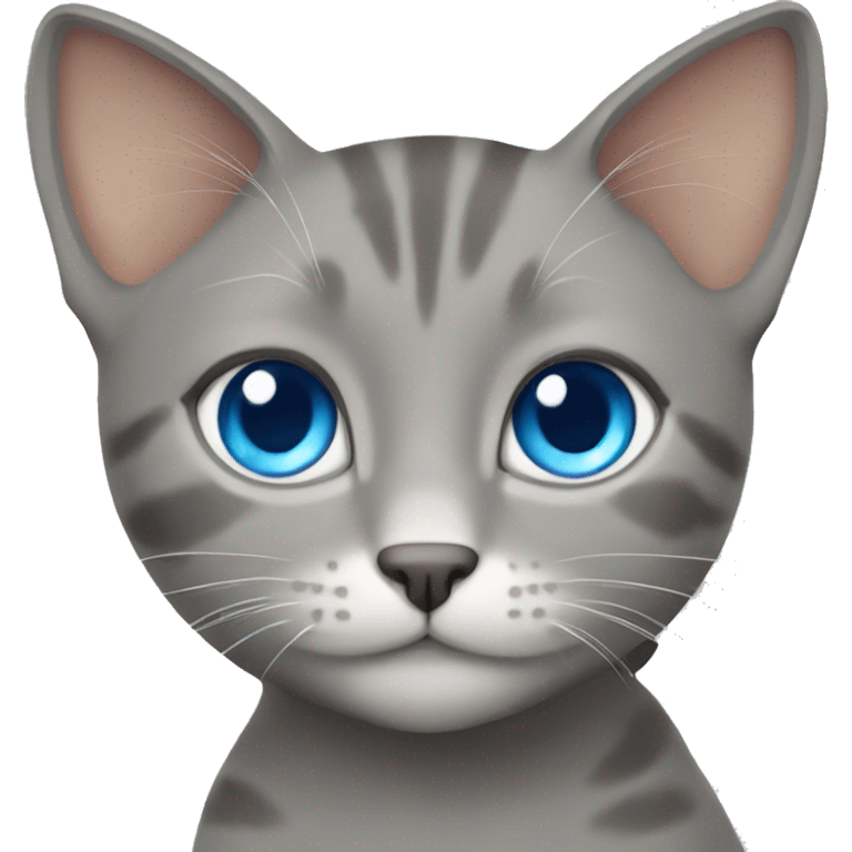 Grey cat with ginger girl blue eyes emoji