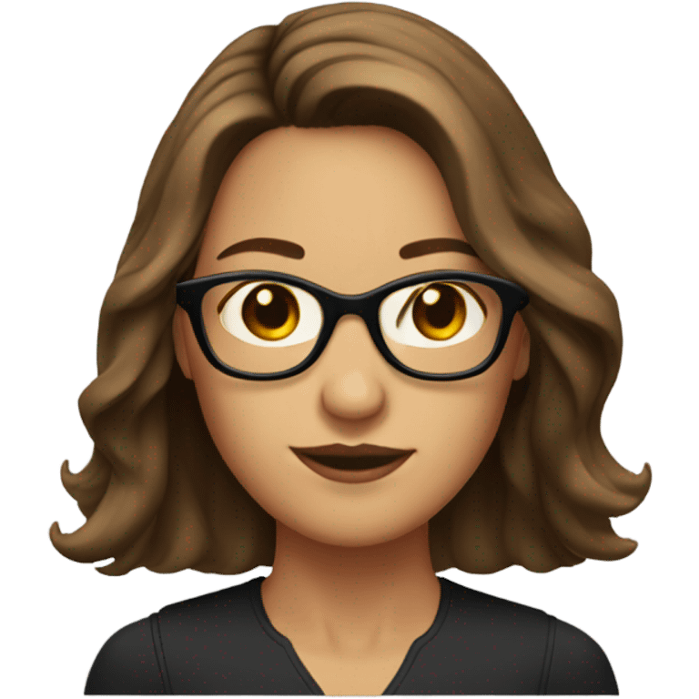 Lady brown shoulder length hair with glasses  emoji