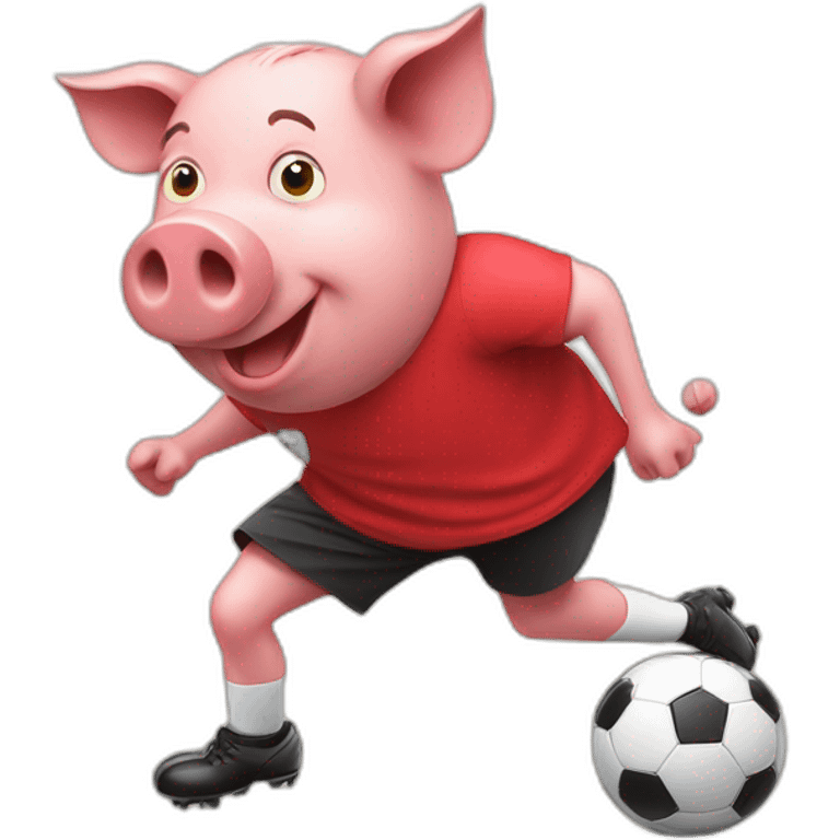 pig with red shirt kicking a soccer ball emoji