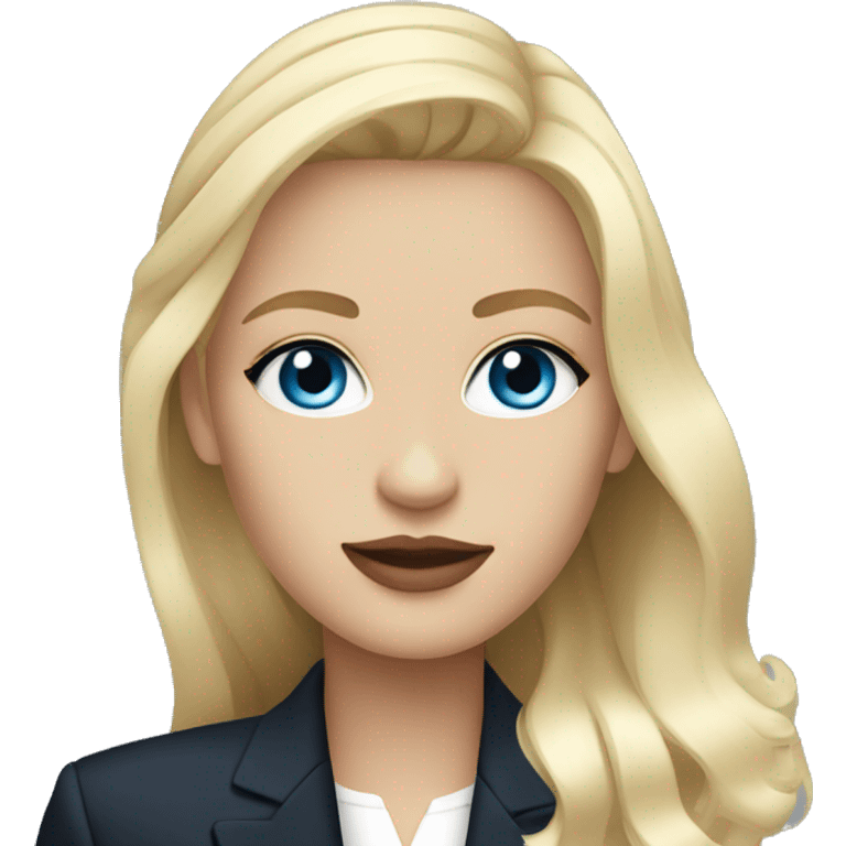 blonde girl blue eyes with chanel blazer emoji