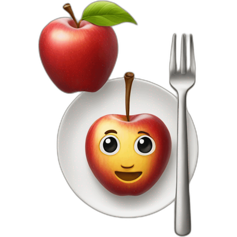 An apple on a fork emoji