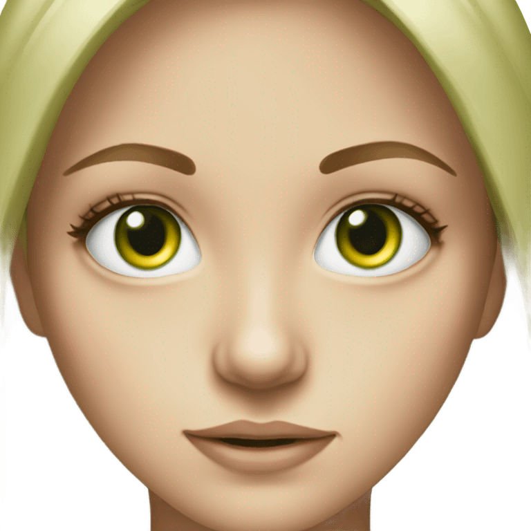 realistic portrait of girl green eyes emoji