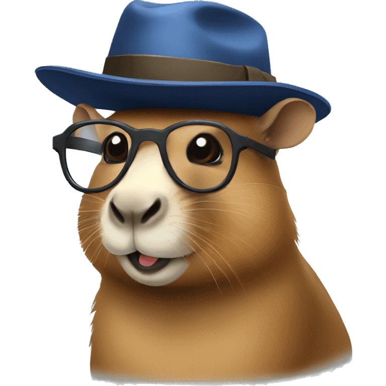 A capybara with a hat and glasses emoji