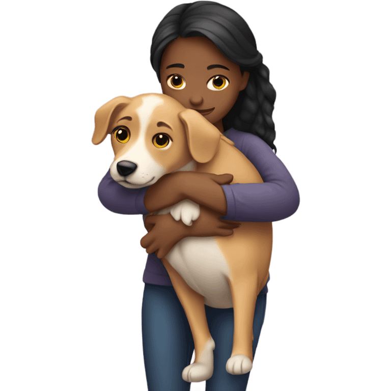 Girl Hugging her DOG  emoji