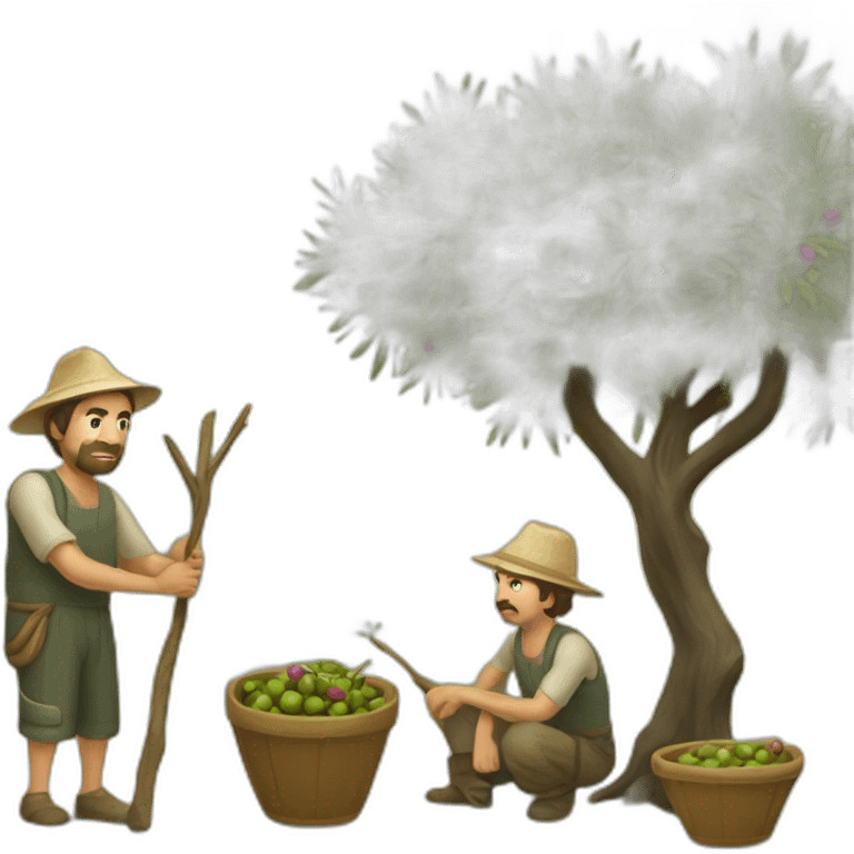 olive tree and farmers with a stick emoji