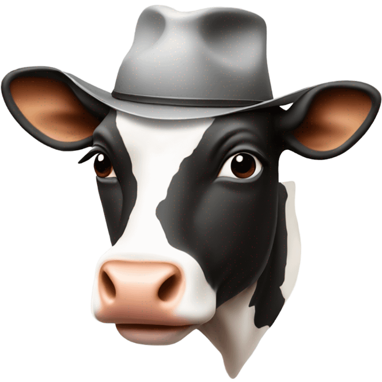 A cow with a student hat emoji