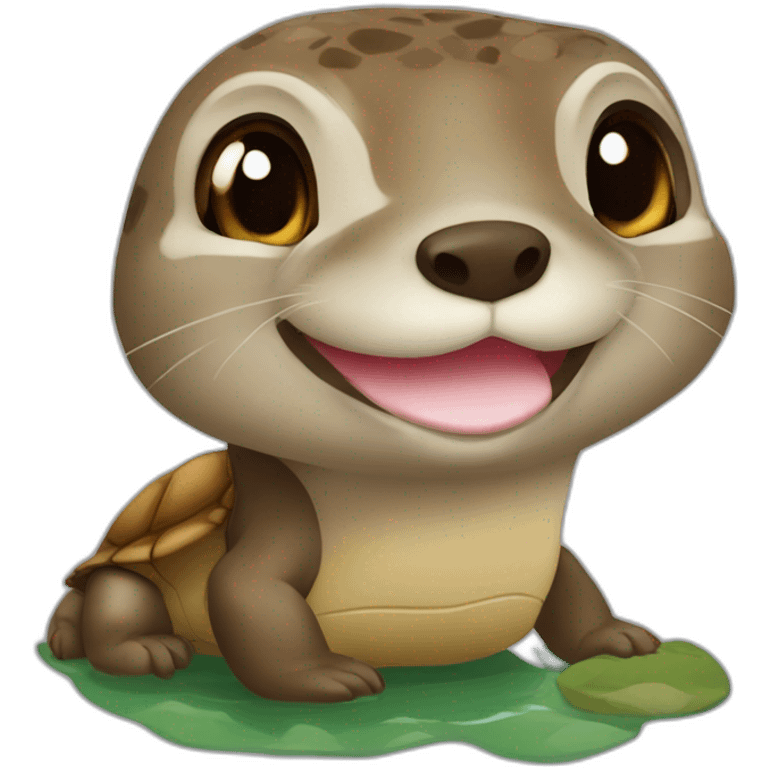 Loutre sur une tortue emoji