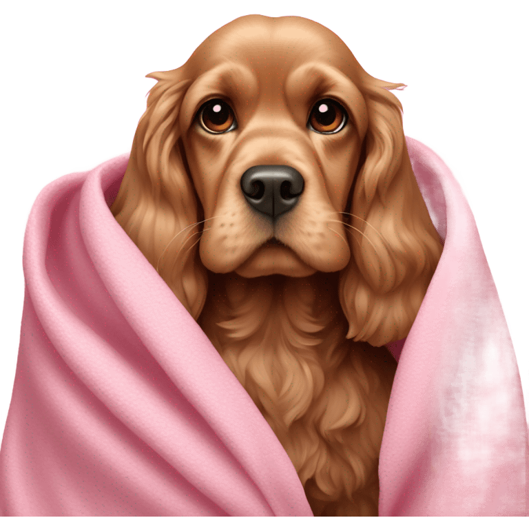 Cocker spaniel in a pink blanket emoji