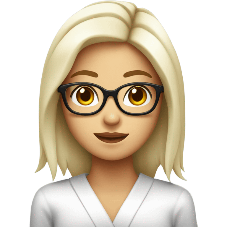 Chica blanca con pelo largo y lentes comiendo sushi emoji