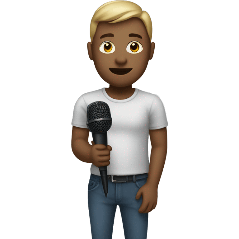 person with mic emoji