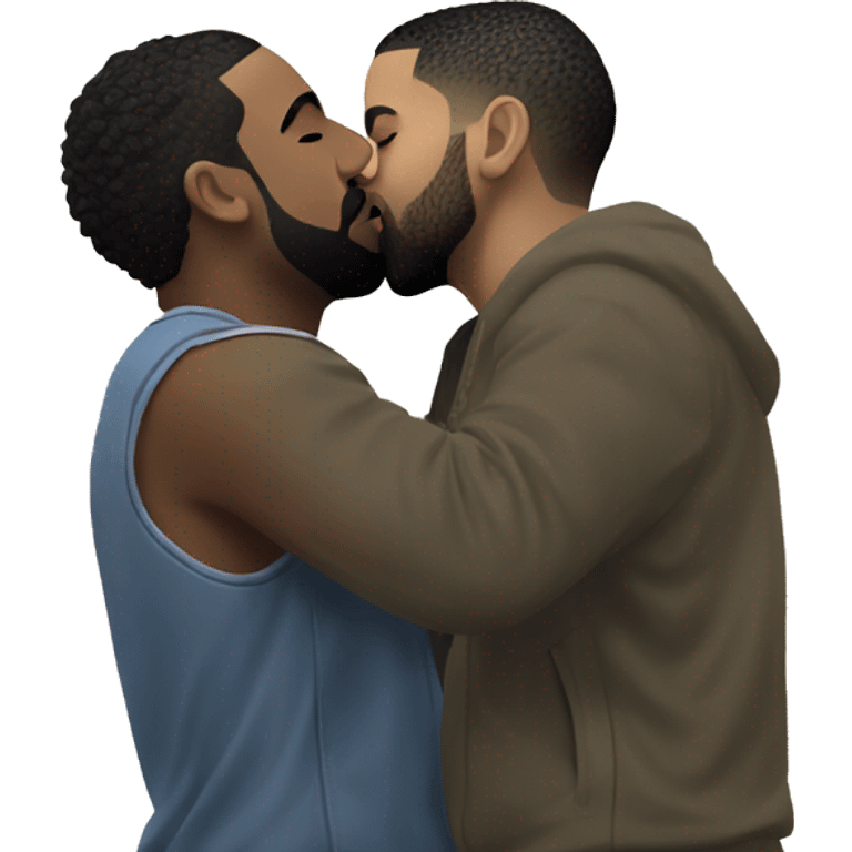 drake kissing kendrick lamar in the rain under a rainbow emoji