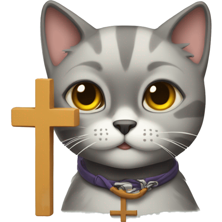 Cat with a cross in his hand  emoji