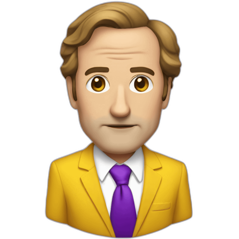 Saul goodman with a purple suit and  yellow blouse and purple tie emoji