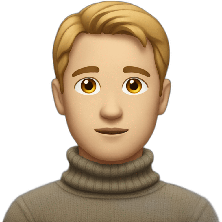 thoughtful guy in a turtleneck with light brown hair emoji