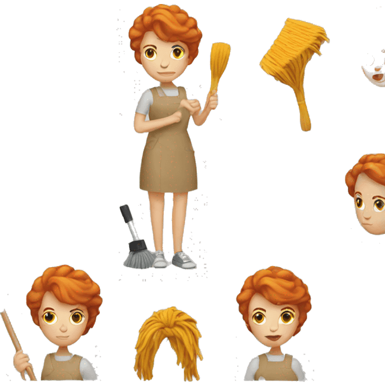 ginger woman with mop emoji