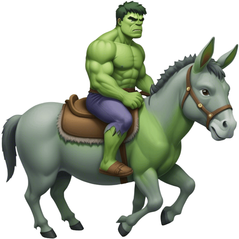 hulk riding on grey color donkey emoji