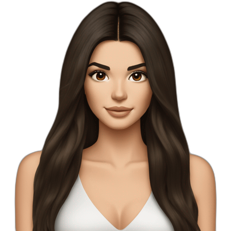 brunette Kendall Jenner with long hair with iPad emoji