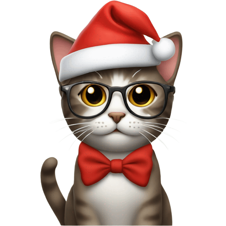 cat with christmas hat and glasses  emoji