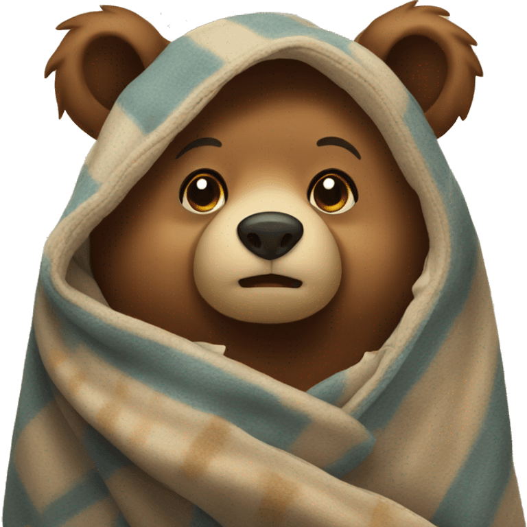 bear cozy in blanket emoji