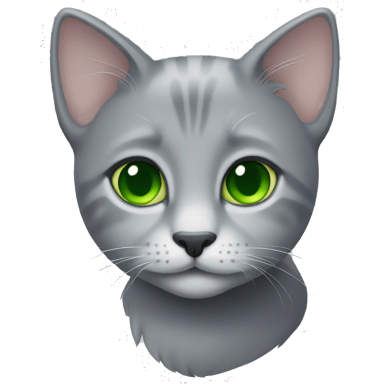 grey kitty with green eyes  emoji