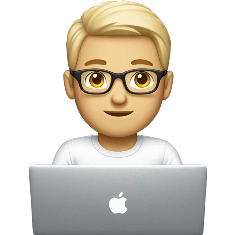 white-skinned male product designer sitting with macbook emoji