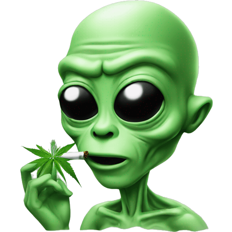 Alien smoking marijuana emoji