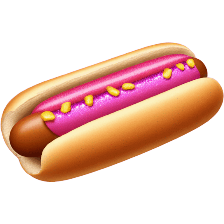 Hot pink ombre with glitter hot dog  emoji