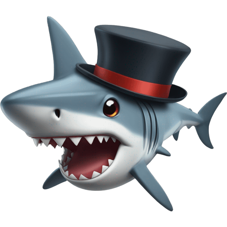 Shark with a top hat emoji