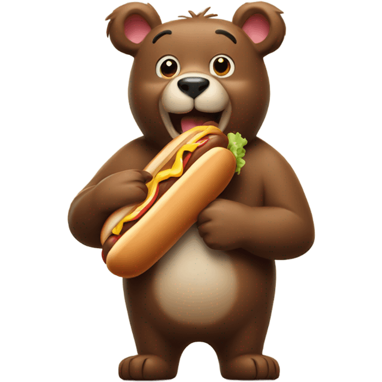 A bear with a hot dog and a bunny   emoji