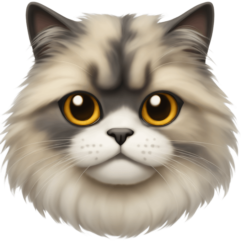 furry persian cat tortoiseshell fur (face has line divided color fur) emoji