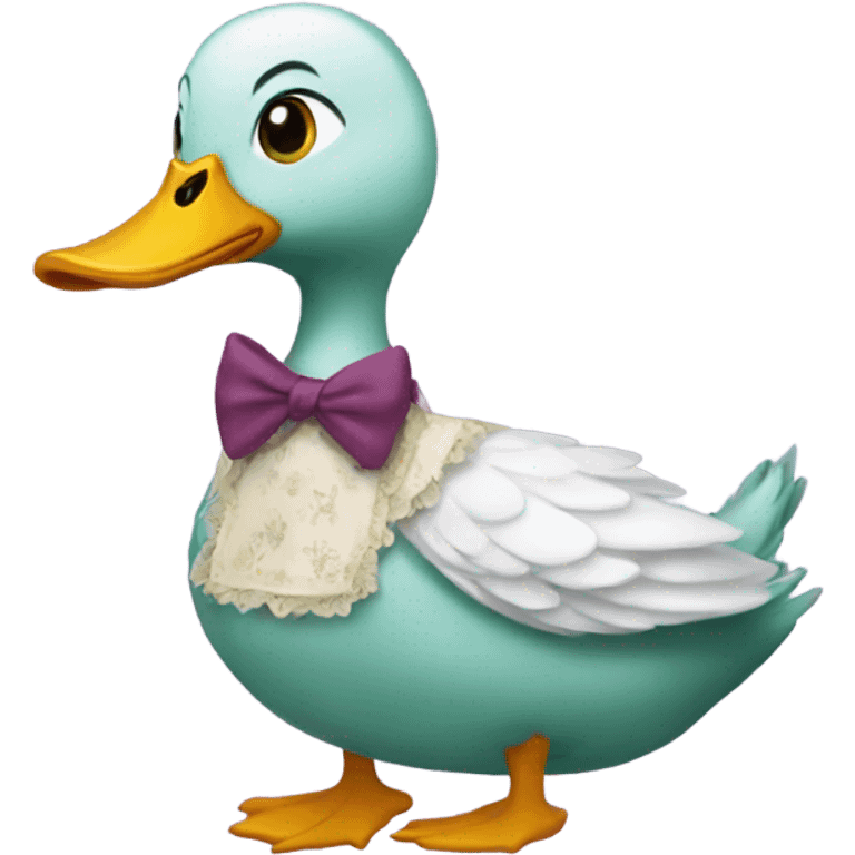 Duck in a dress emoji