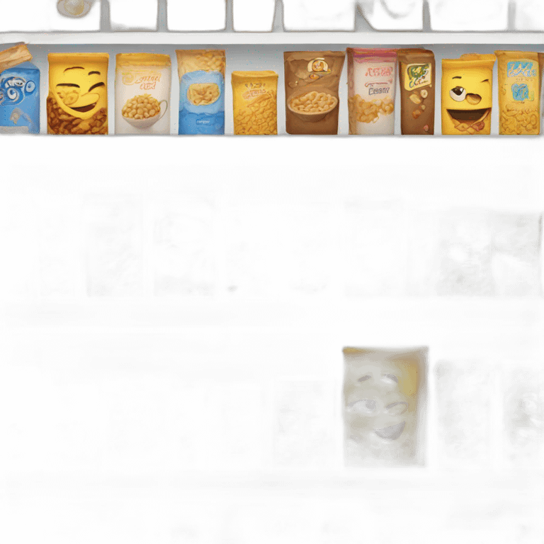 kitchen shelve with cereal boxes emoji