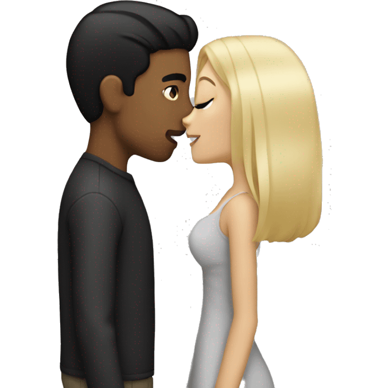 Blonde guy kissing girl with black hair emoji