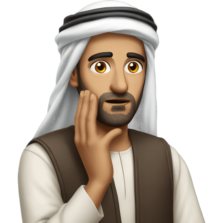 Arab holding his head photorealistic serious emoji