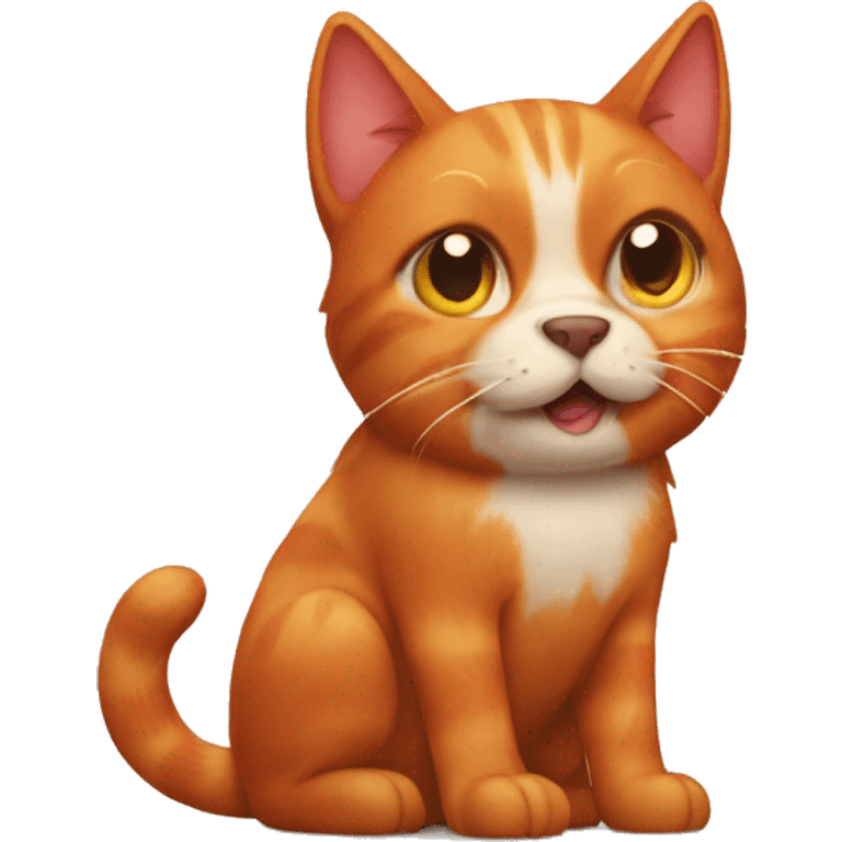 Red cat with dog emoji