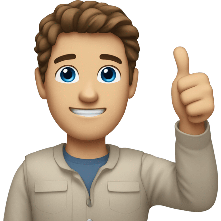 A man with brown hair blue eyes giving a thumbs up emoji