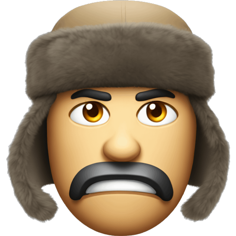 Angry face with russian ushanka emoji