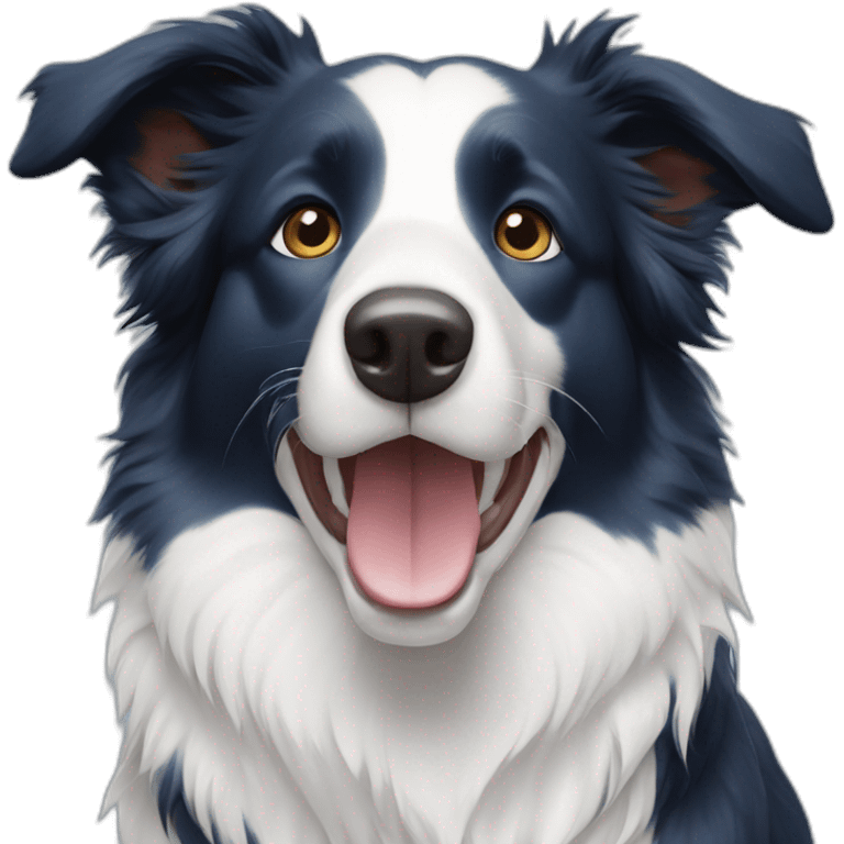 A deep Blue and white border collie emoji