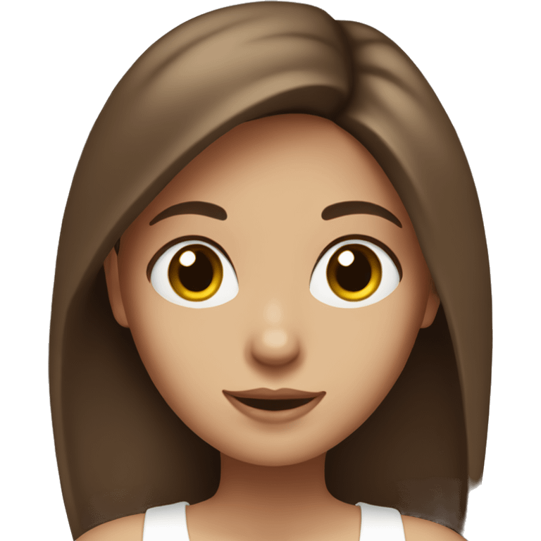 Girl with brown hair, hazel eyes wearing white tank top emoji