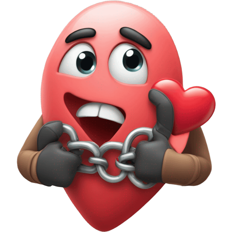 Cartoon Heart getting hand cuffed emoji