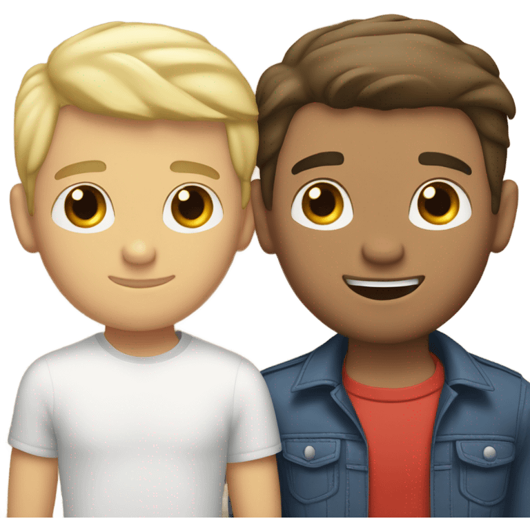 gay couple in love, one brunette guy, one blonde guy  emoji