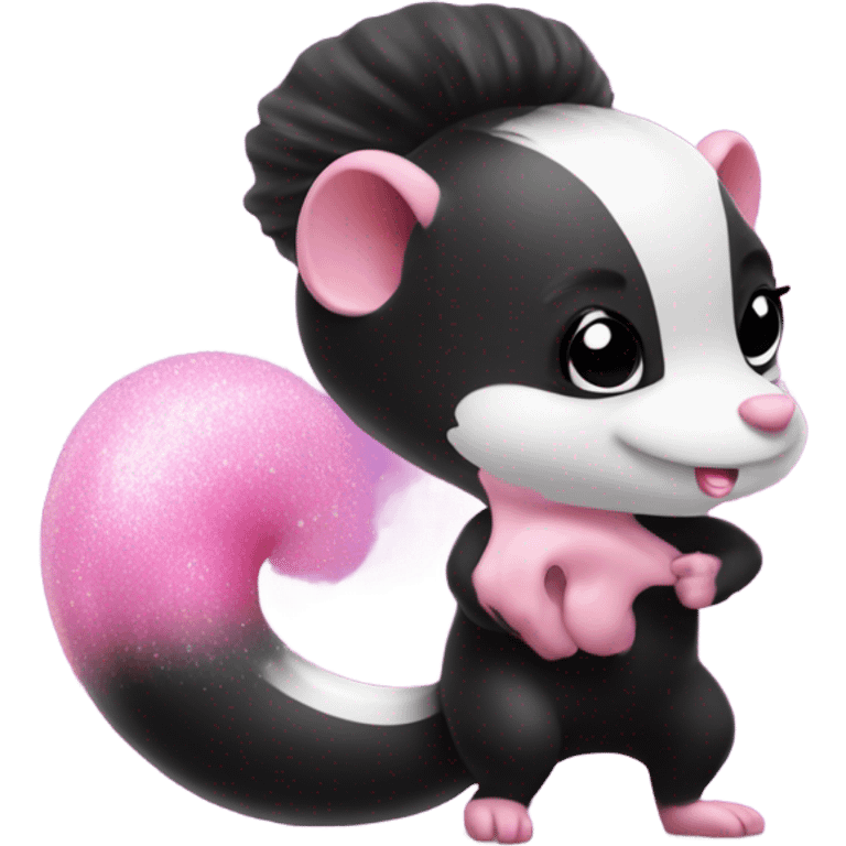 Pink ombre skunk blowing out a fart with glitter  emoji