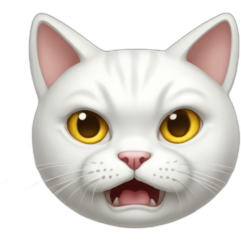 Fullbody White cat angry emoji