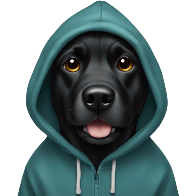 Black dog in hoodie emoji