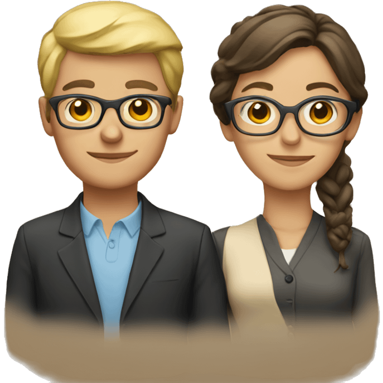 teacher with glasses and bea emoji