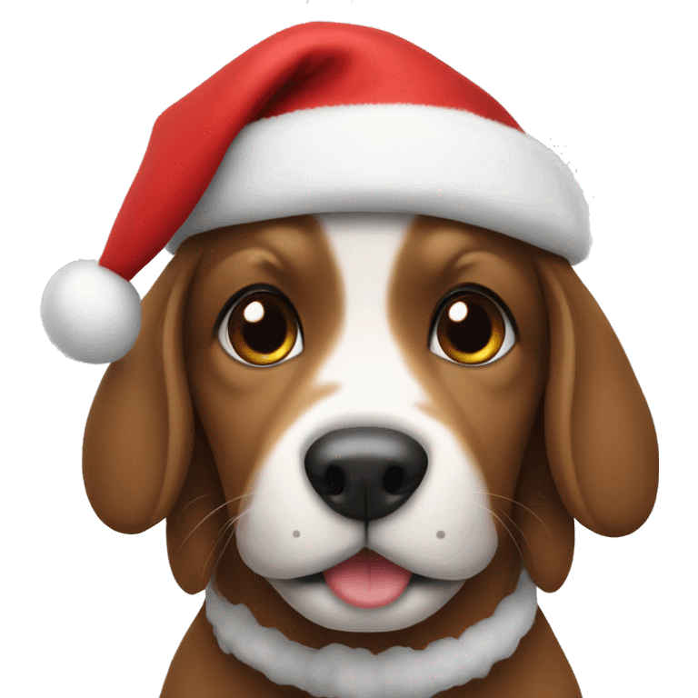 cute dog with a christmas hat emoji